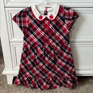 Gymboree Red and Blue Plaid Dress with Apple Detail